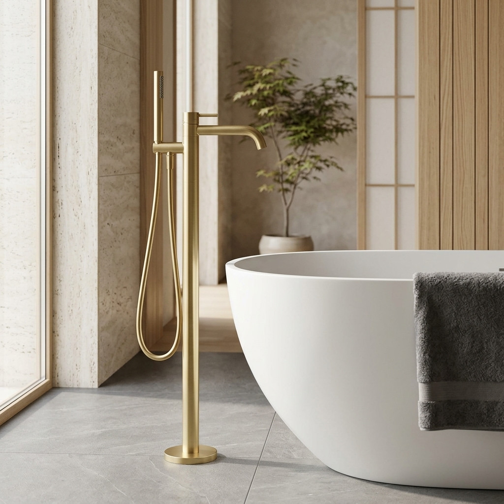 Aquanello Eterna Rubinetto da vasca a colonna in PVD dorato con doccetta ET3000-60